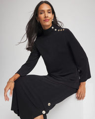 Chico's Outlet Travelers Black Travelers™ Button Mockneck Top