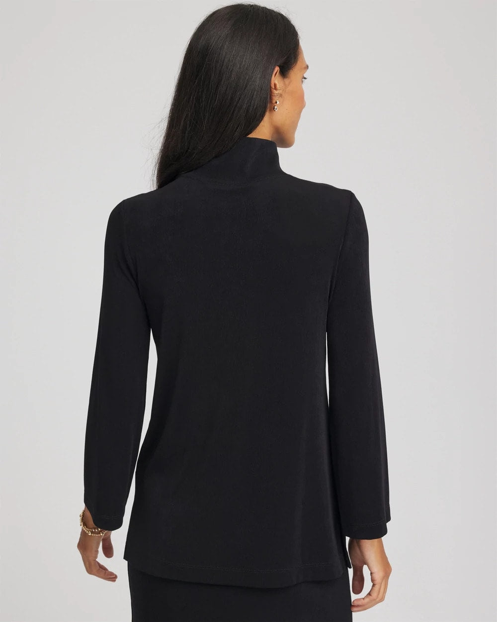 Chico's Outlet Travelers Black Travelers™ Button Mockneck Top
