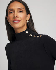 Chico's Outlet Travelers Black Travelers™ Button Mockneck Top