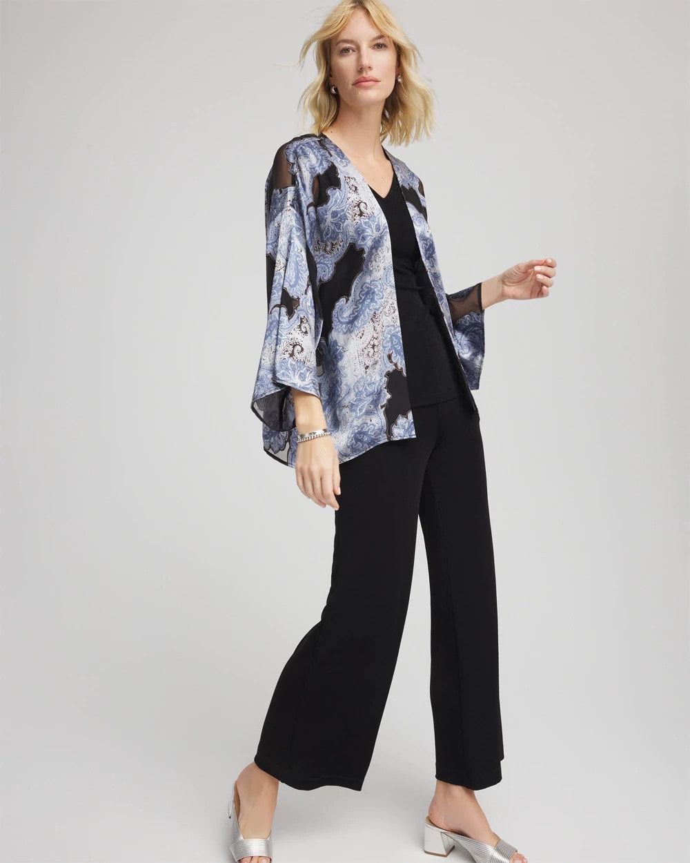 Chico's On Sale Canyon Blue Travelers™ Collection Paisley Burnout Jacket