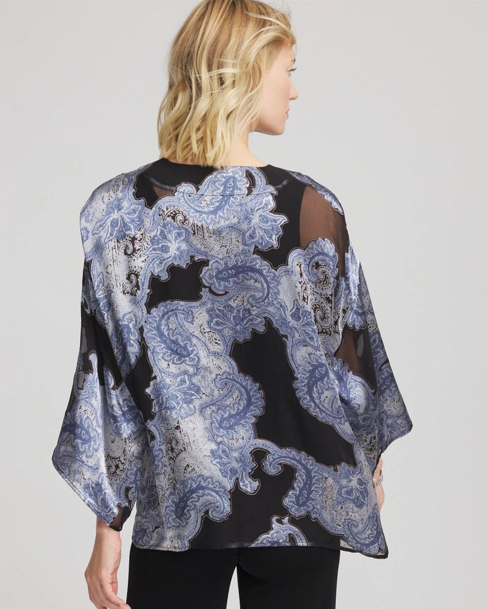 Chico's On Sale Canyon Blue Travelers™ Collection Paisley Burnout Jacket