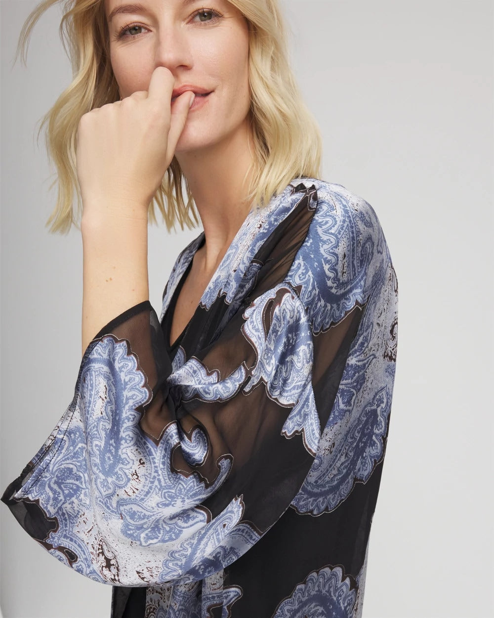 Chico's On Sale Canyon Blue Travelers™ Collection Paisley Burnout Jacket