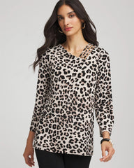 Chico's Discount Deep Taupe Travelers™ Animal-Print Lattice Top
