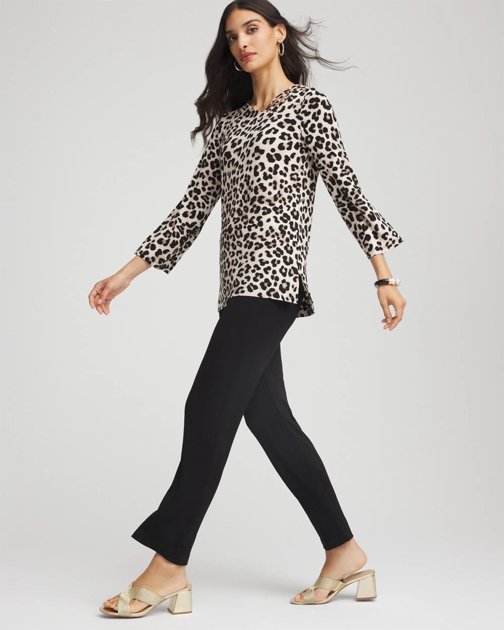 Chico's Discount Deep Taupe Travelers™ Animal-Print Lattice Top