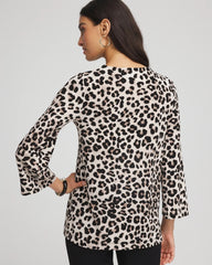 Chico's Discount Deep Taupe Travelers™ Animal-Print Lattice Top