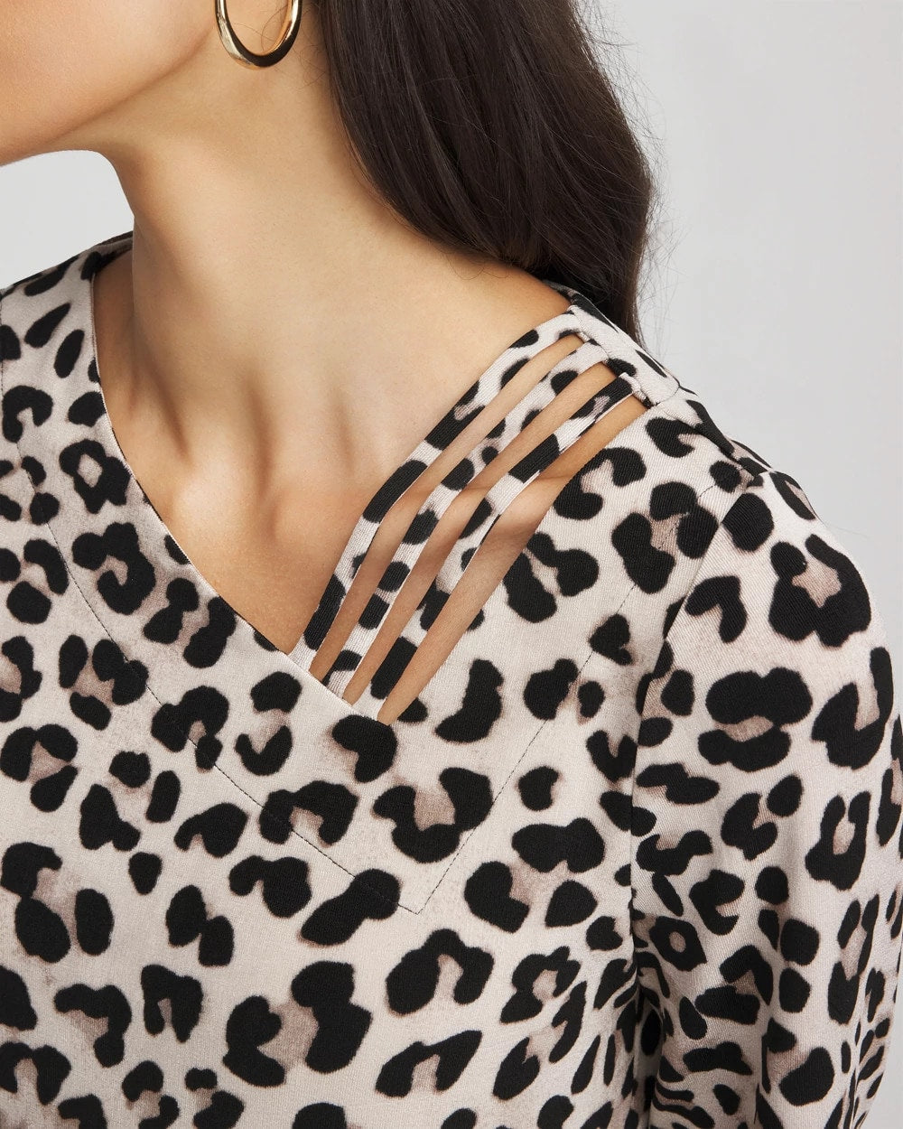 Chico's Discount Deep Taupe Travelers™ Animal-Print Lattice Top