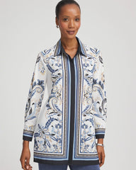 Chico's Sale Canyon Blue Travelers™ Collection Paisley Mesh Shirt Jacket