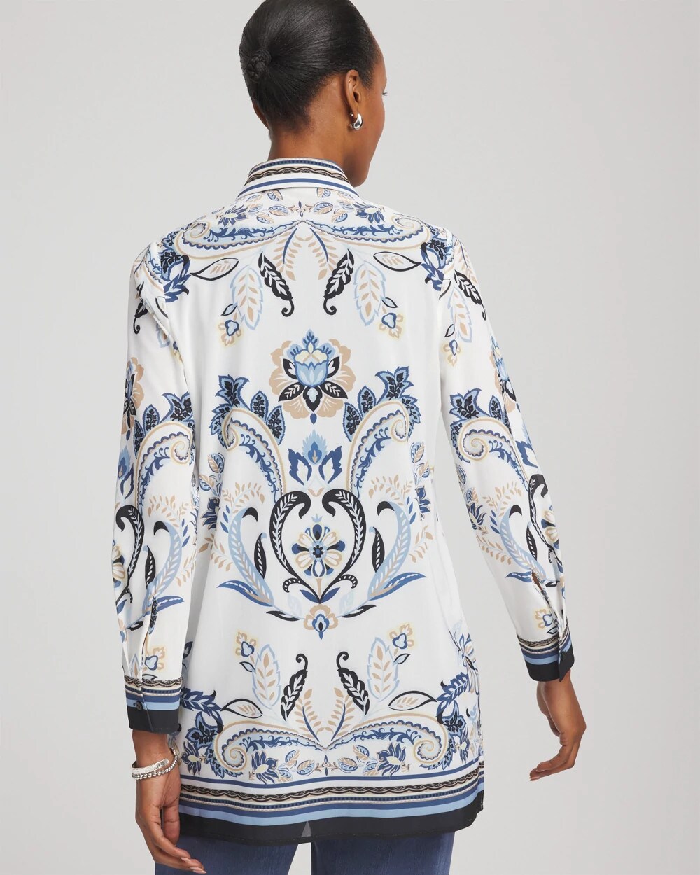 Chico's Sale Canyon Blue Travelers™ Collection Paisley Mesh Shirt Jacket