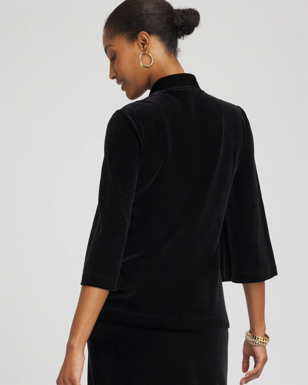 Chico's On Sale Travelers Black Travelers™ Velvet V-Neck Kimono Sleeve Top
