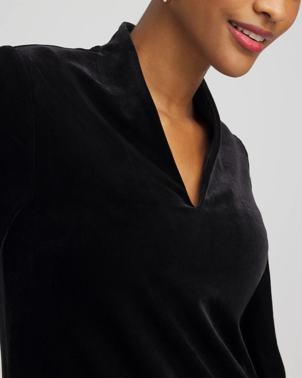 Chico's On Sale Travelers Black Travelers™ Velvet V-Neck Kimono Sleeve Top
