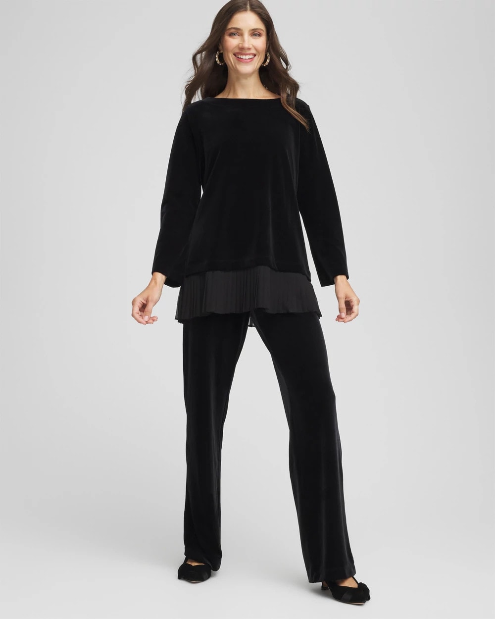 Chico's For Sale Travelers Black Travelers™ Chiffon Hem Velvet Tunic