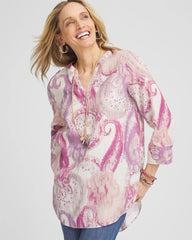 Chico's Outlet French Blush No Iron™ Multi Paisley Linen Tunic