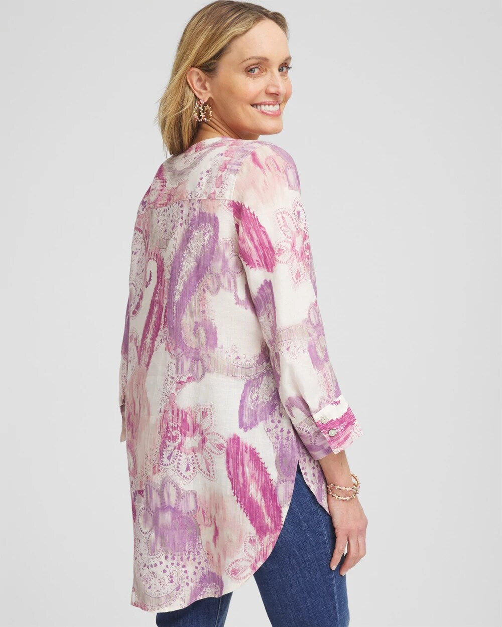 Chico's Outlet French Blush No Iron™ Multi Paisley Linen Tunic