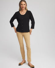 Chico's For Sale Black Textured Scoopneck Cardigan