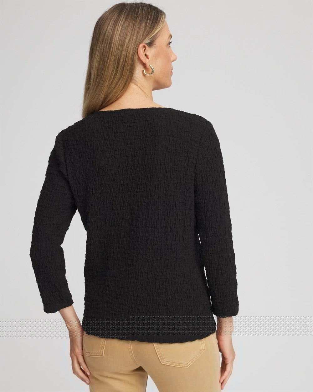 Chico's For Sale Black Textured Scoopneck Cardigan