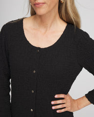 Chico's For Sale Black Textured Scoopneck Cardigan