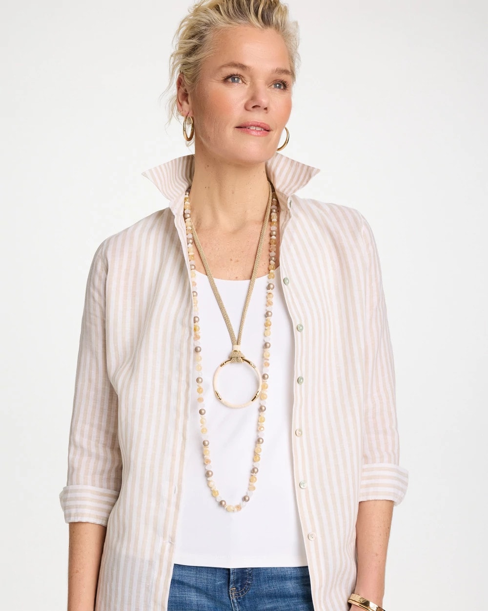 Chico's Online Neutral Large Open Pendant Necklace