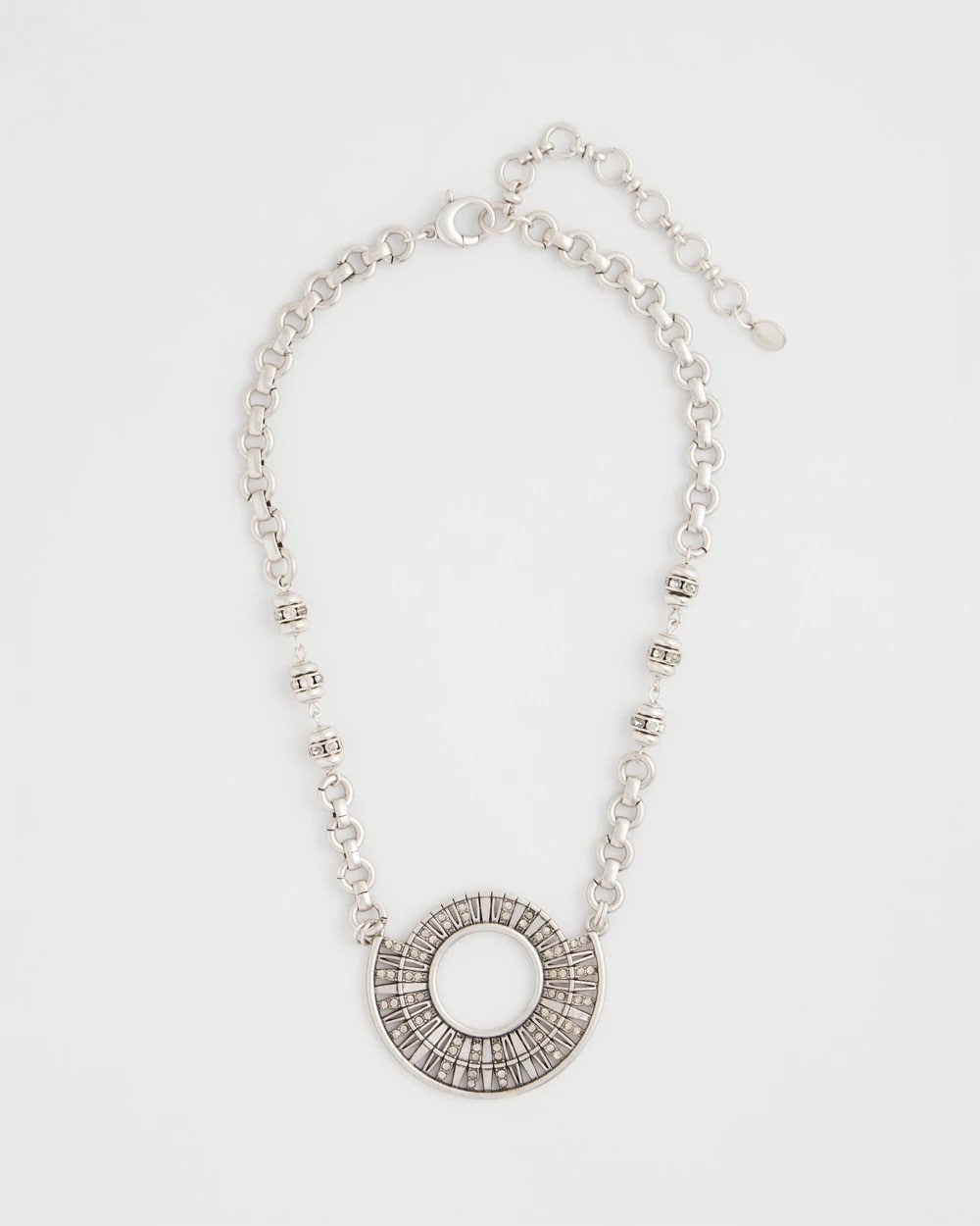 Chico's Discount Silver Sparkling Silvertone Circle Pendant Necklace