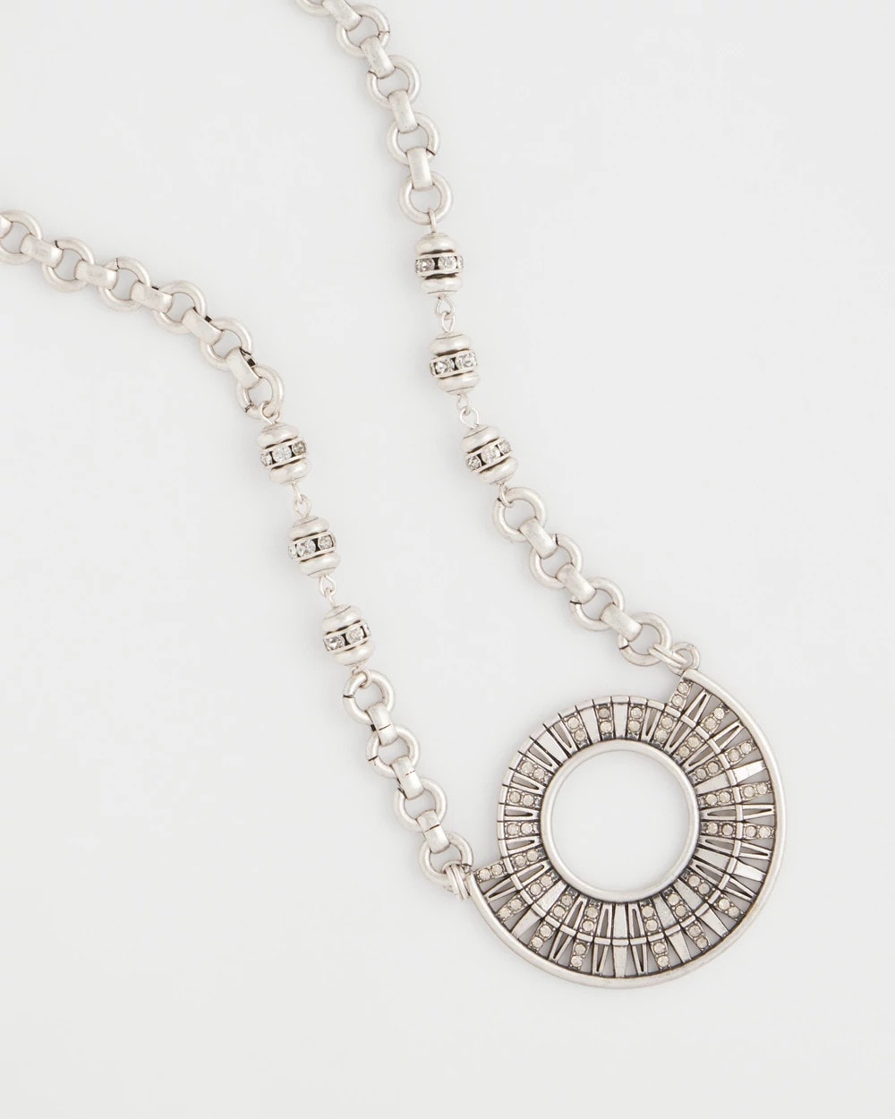 Chico's Discount Silver Sparkling Silvertone Circle Pendant Necklace
