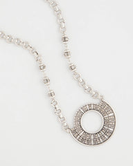Chico's Discount Silver Sparkling Silvertone Circle Pendant Necklace
