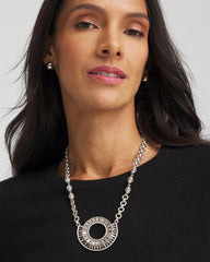 Chico's Discount Silver Sparkling Silvertone Circle Pendant Necklace