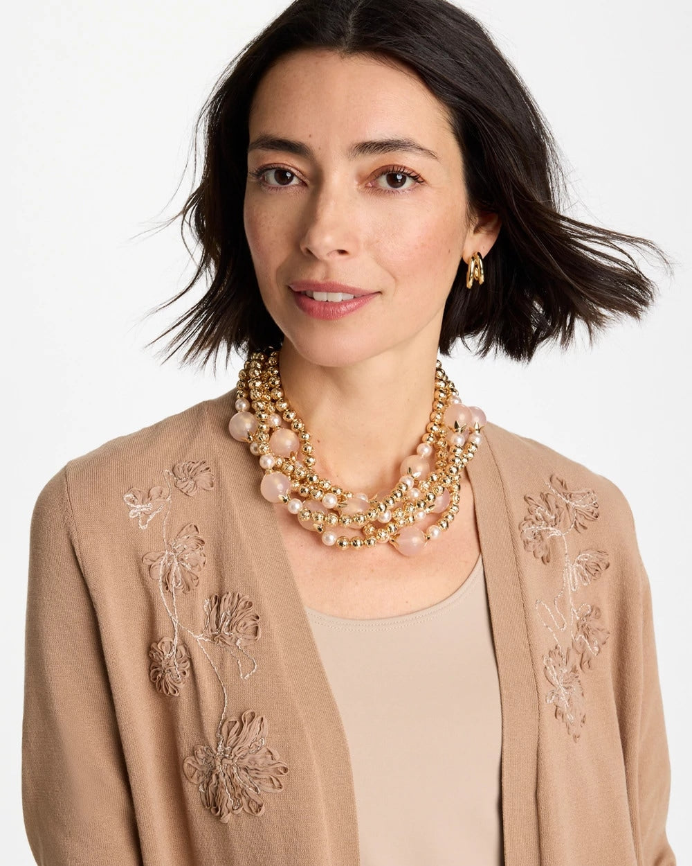 Chico's Discount Pink Gold Pink Chunky Beaded Necklace