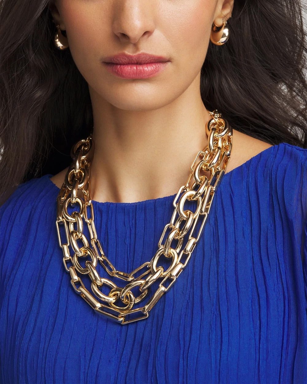 Chico's Outlet Gold Convertible Three-Strand Chain Necklace