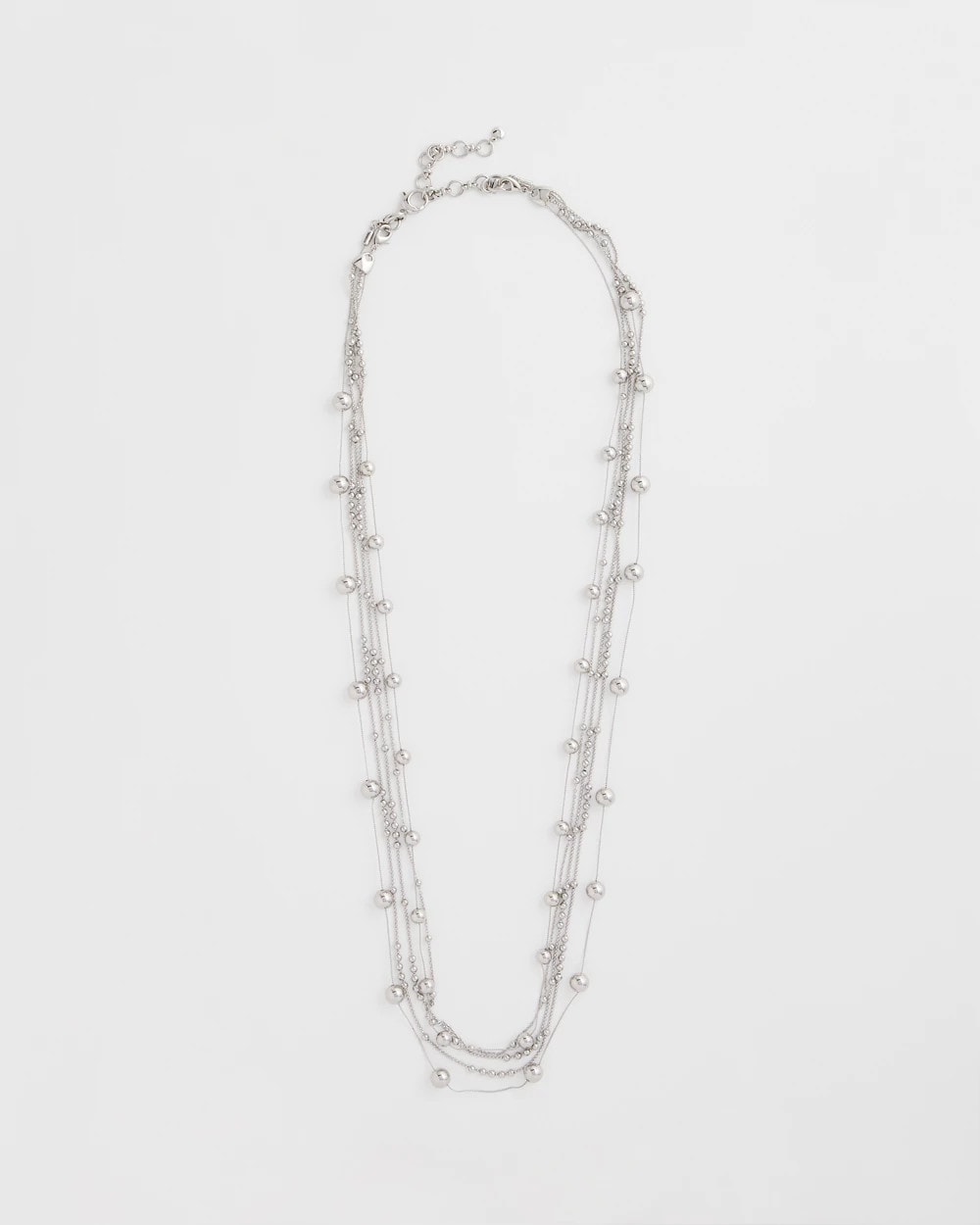 Chico's On Sale Silver Multistrand Beaded Silvertone Necklace