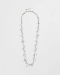 Chico's On Sale Silver Multistrand Beaded Silvertone Necklace