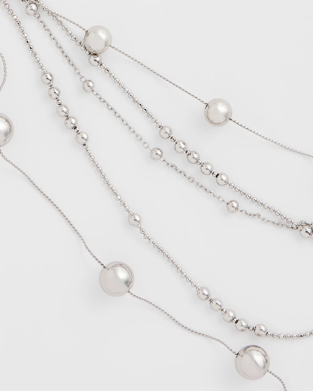 Chico's On Sale Silver Multistrand Beaded Silvertone Necklace