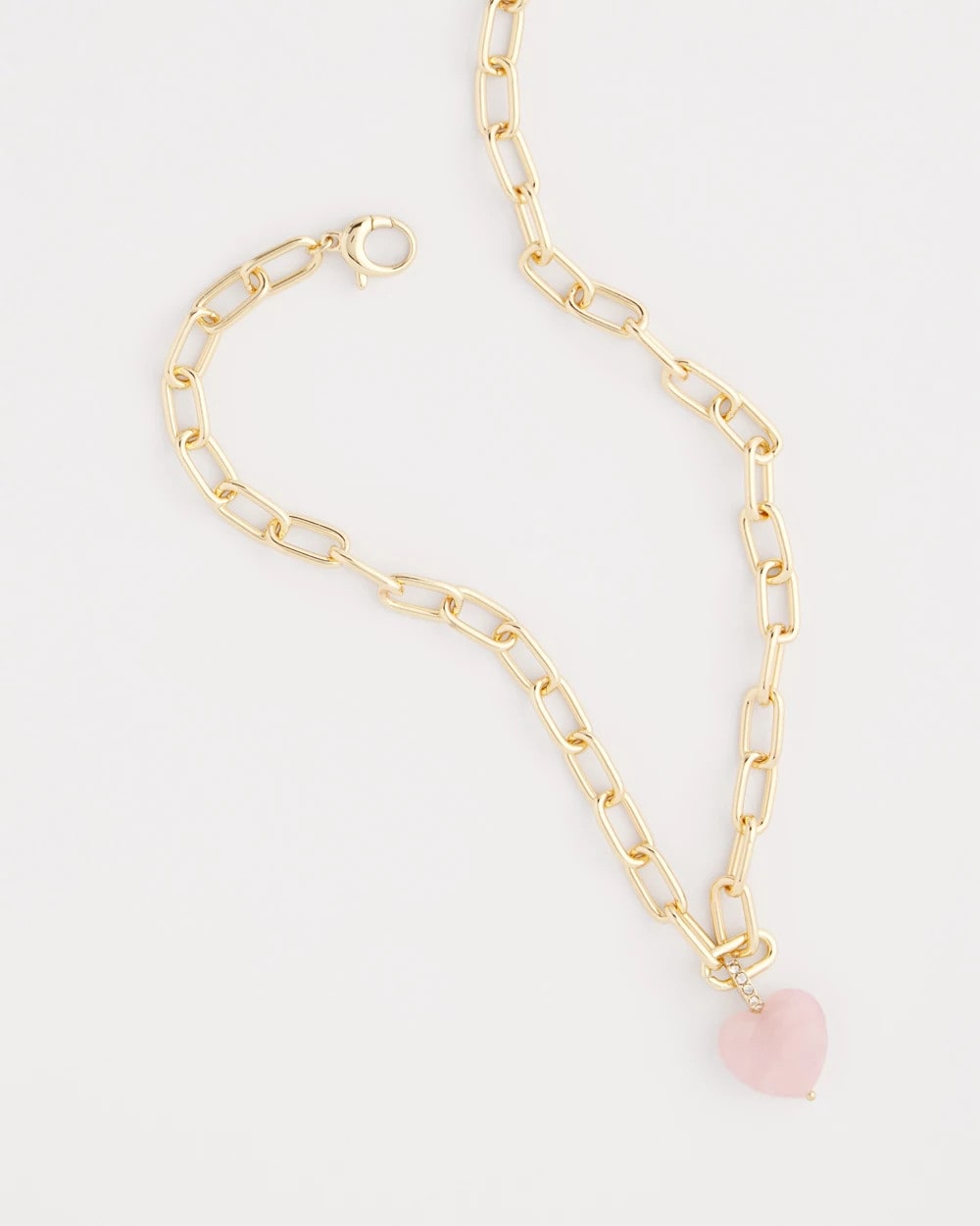 Chico's Online Pink Genuine Quartz Heart Pendant Necklace