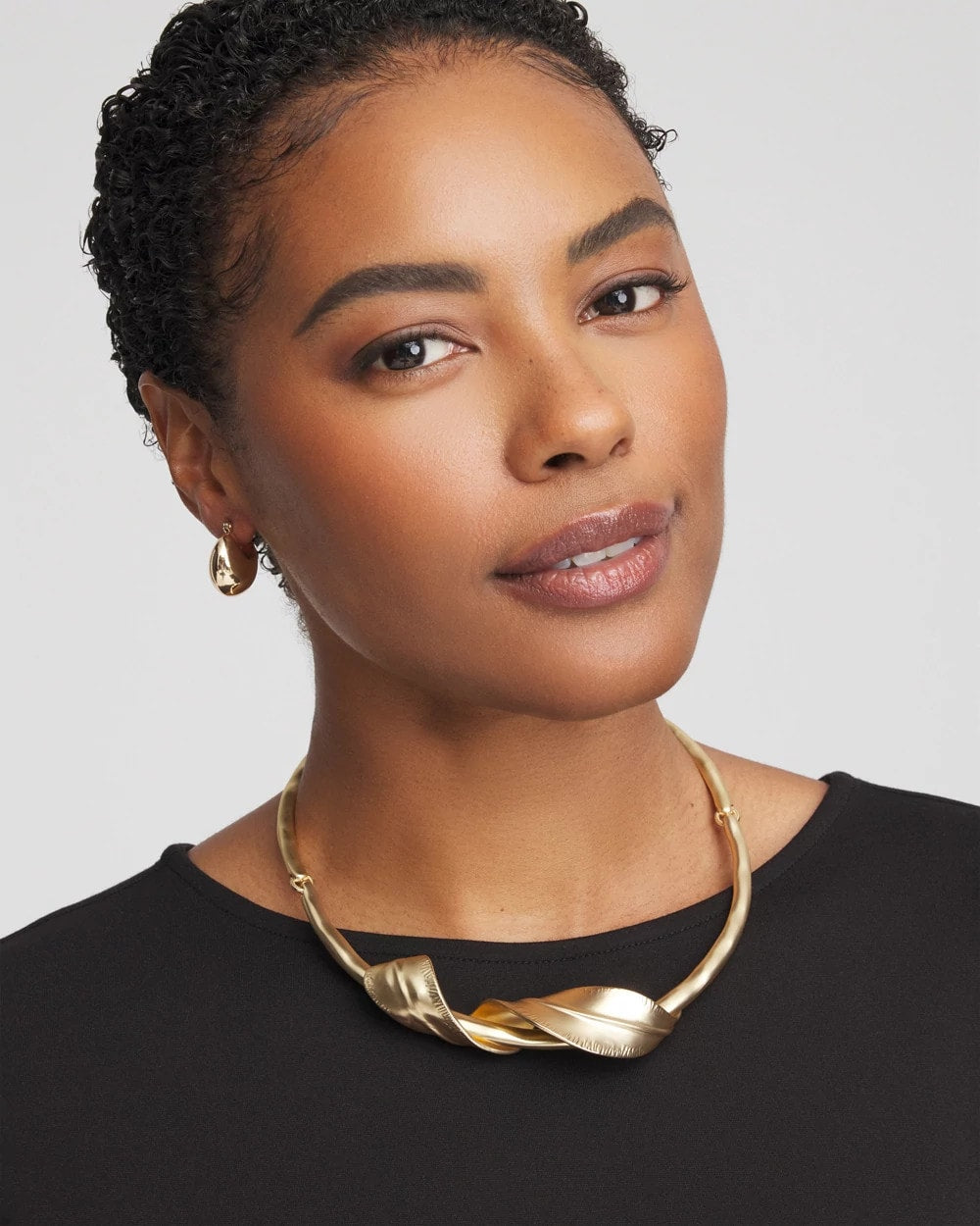 Chico's Discount Gold Golden Leafy Collar Necklace