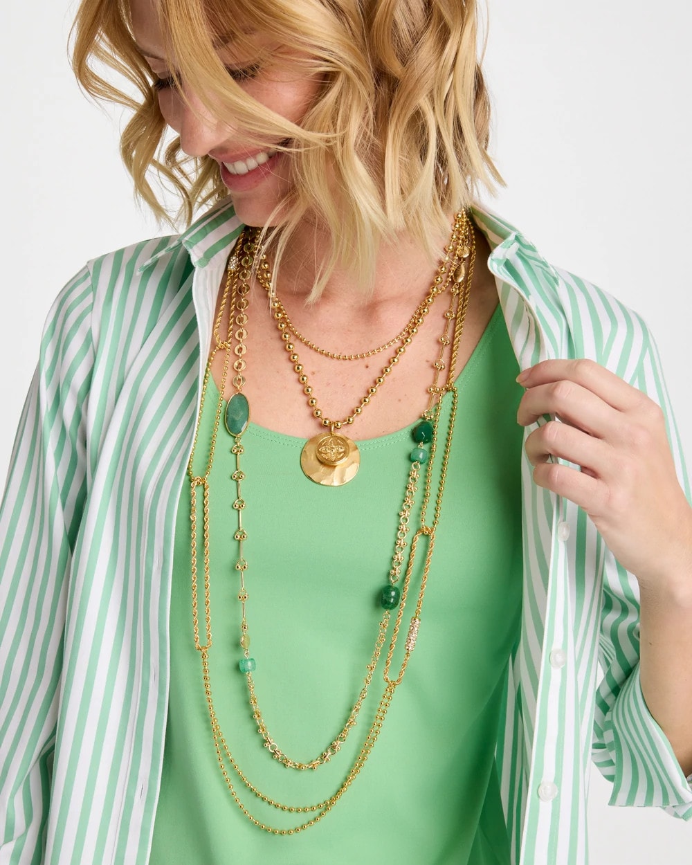 Chico's For Sale Green Green Accent Long Single Strand Necklace