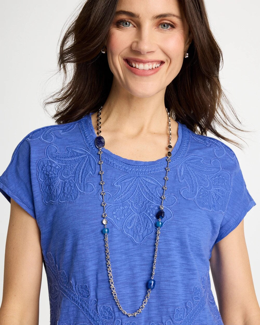 Chico's Online Blue Blue Accent Long Single Strand Necklace