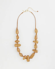 Chico's Sale Neutral Gold Foil Long Single Strand Necklace