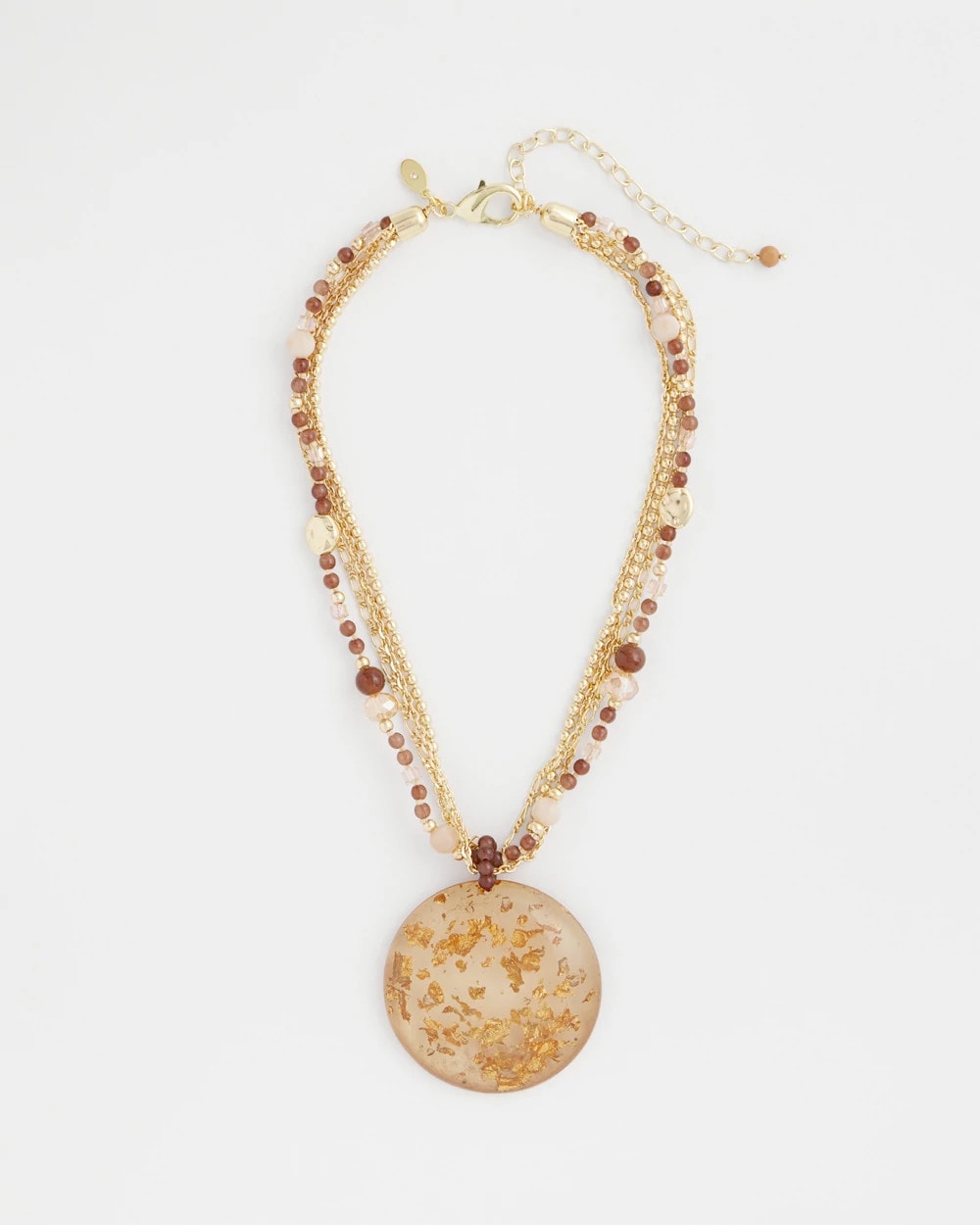 Chico's Outlet Neutral Gold Foil Pendant Necklace