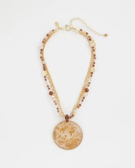 Chico's Outlet Neutral Gold Foil Pendant Necklace