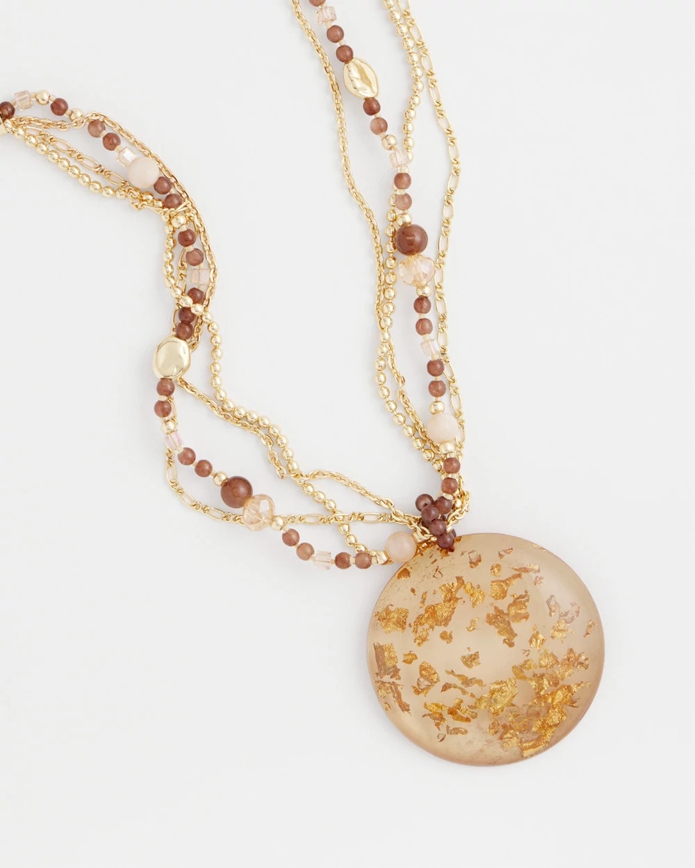 Chico's Outlet Neutral Gold Foil Pendant Necklace