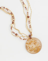Chico's Outlet Neutral Gold Foil Pendant Necklace