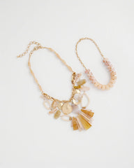 Chico's Discount Neutral Chico's Originals Neutral Stone Bib Necklace