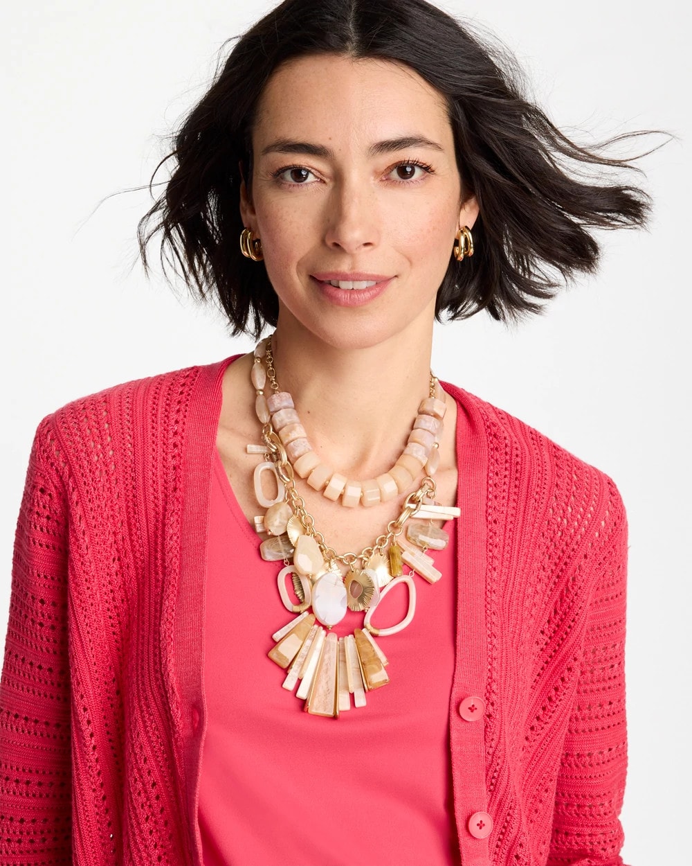 Chico's Discount Neutral Chico's Originals Neutral Stone Bib Necklace