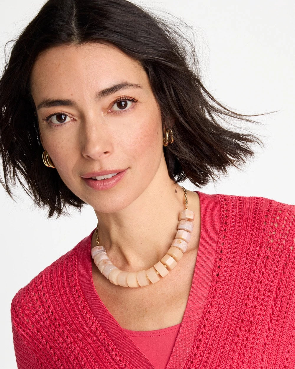Chico's Discount Neutral Chico's Originals Neutral Stone Bib Necklace