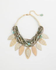 Chico's On Sale Aqua Multistrand Wood Petal Necklace