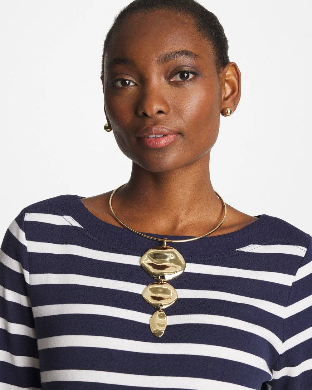 Chico's For Sale White/Gold Linear Reversible Pendant Necklace