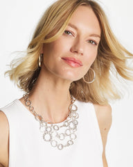 Chico's Discount Silver Silver Multistrand Bib Necklace
