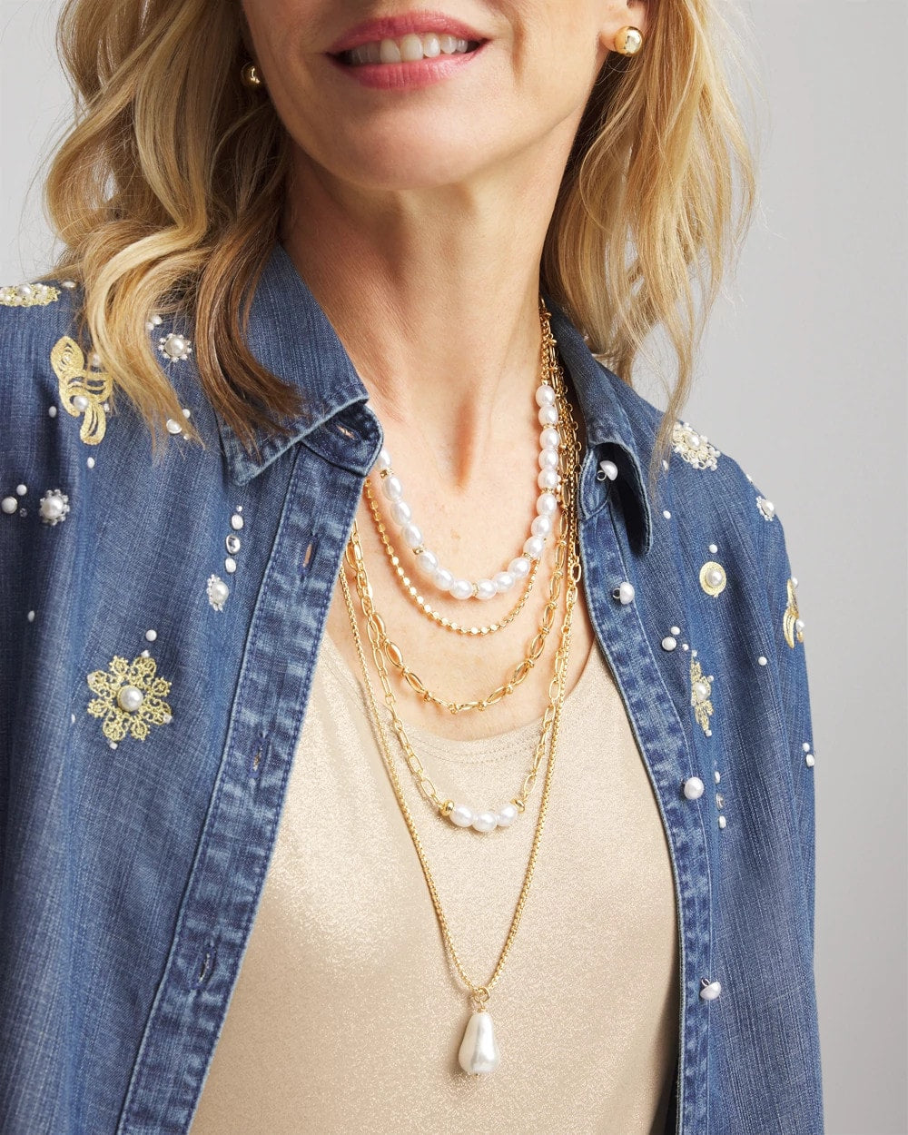 Chico's Sale Pearl Convertible Pearl Multistrand Necklace