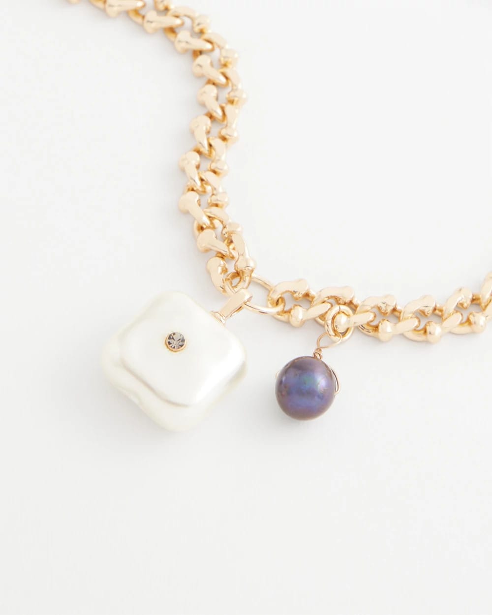 Chico's Outlet Gold Freshwater Pearl Pendant Necklace