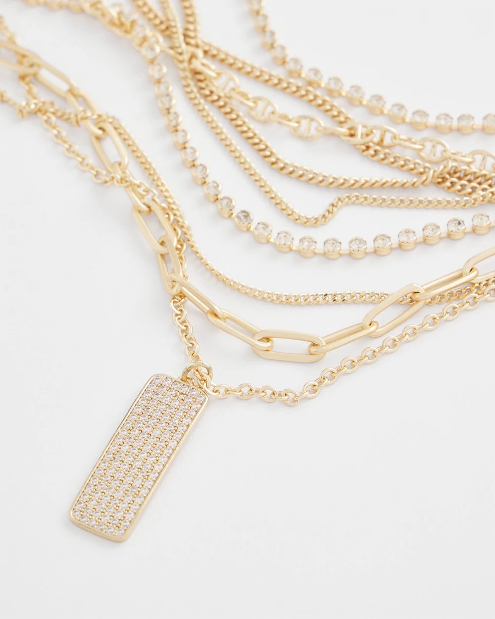 Chico's On Sale Gold Convertible Gold Pave Pendant Necklace