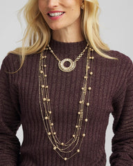 Chico's For Sale Gold Multistrand Beaded Goldtone Necklace