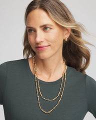 Chico's Online Gold Goldtone Long Beaded Necklace